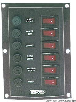 Vertical control panel 6 switches 6 fuses - Artnr: 14.103.38 11