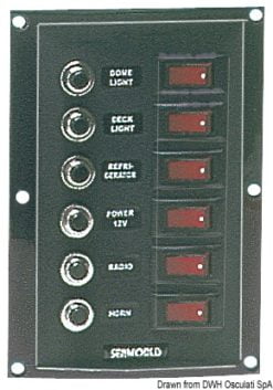 Vertical control panel w. 3 switches + horn - Artnr: 14.103.35 8