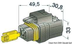 Watertight connector 2 male terminals - Artnr: 14.230.20 13