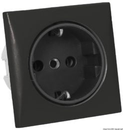 AC socket 220V Schuko type black - Artnr: 14.492.11 7