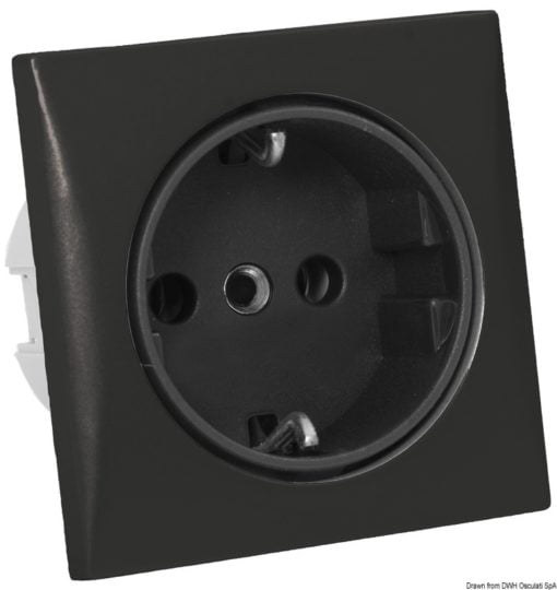 AC socket 220V Schuko type black - Artnr: 14.492.11 4