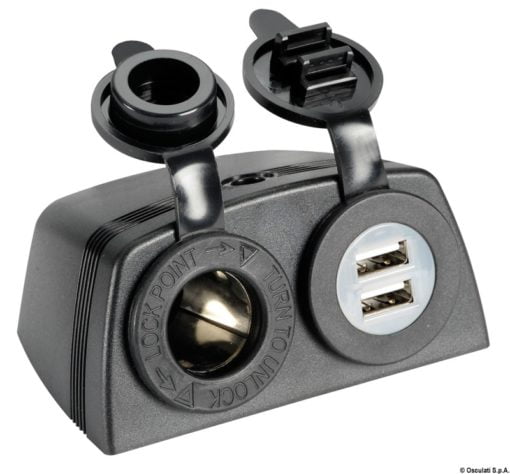 Double USB socket white rear nut + panel - Artnr: 14.516.11 5