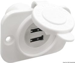 Lighter plug + double USB socket white - Artnr: 14.516.12 9