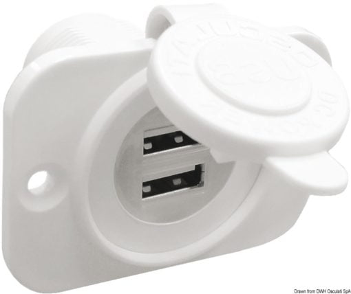 Lighter plug + double USB socket white - Artnr: 14.516.12 4