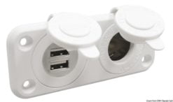 Double USB socket white rear nut + panel - Artnr: 14.516.11 9