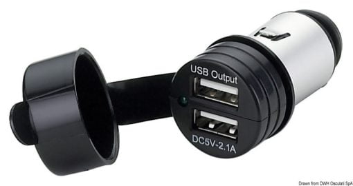 Double USB adapter + micro USB + current plug 8 A - Artnr: 14.517.12 4