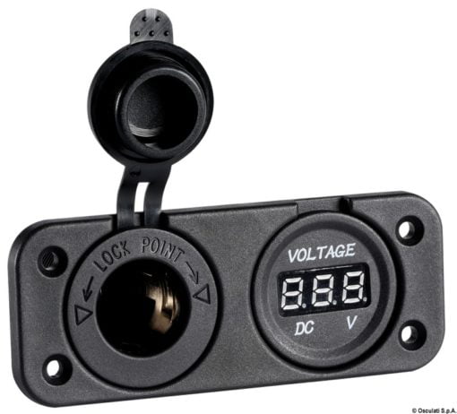 Digital voltmeter and ammeter, p. outlet 12V, USB - Artnr: 14.517.28 8