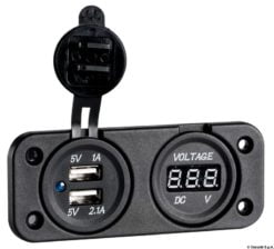 Digital voltmeter and ammeter, p. outlet 12V, USB - Artnr: 14.517.28 13