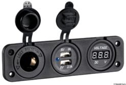 Digital voltmeter and ammeter, p. outlet 12V, USB - Artnr: 14.517.28 12