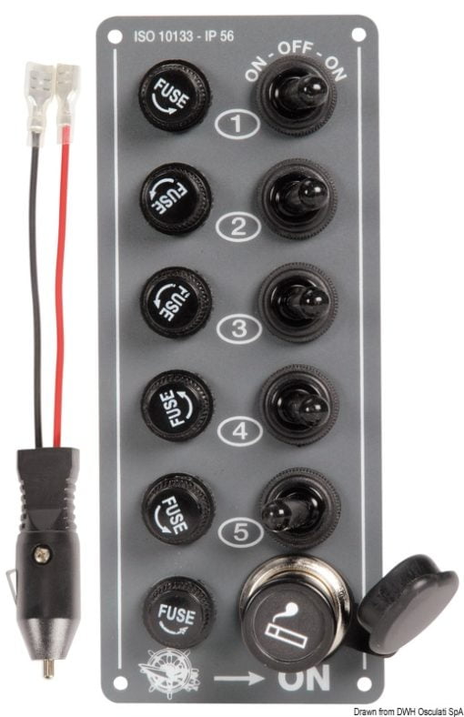 Electric control panel 5 switches + lighter plug - Artnr: 14.703.00 3