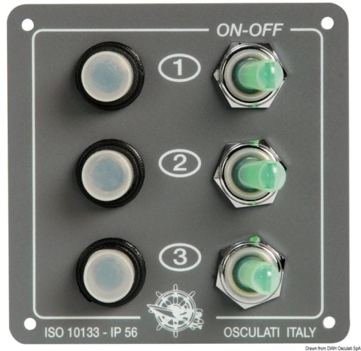 Control panel w. 3 resettable switches - Artnr: 14.800.00 3