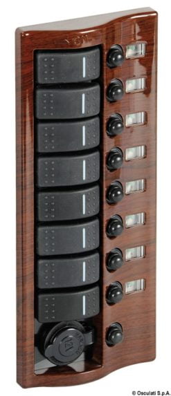 Control panel 5 flush rocker switches mahogany - Artnr: 14.844.05 8