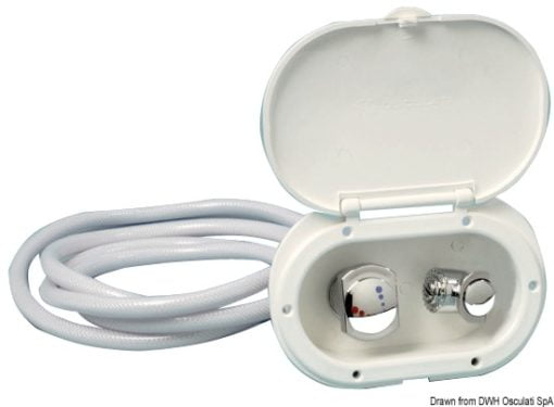 Oval shower box white PVC hose 2.5 m Rear shower outlet - Artnr: 15.240.01 5