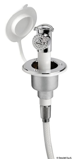 Push-button shower white finish PVC hose 2.5 m Flat mounting - Artnr: 15.242.00 6