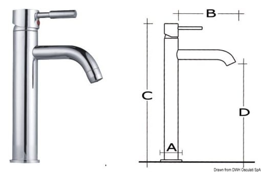 Diana high column toilet sink mixer chromed brass - Artnr: 17.009.00 3