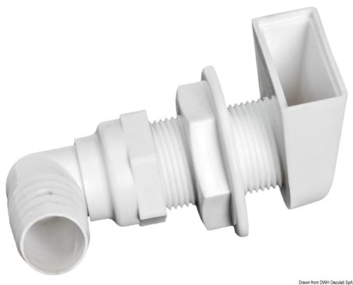 White plastic scupper 90° 1“ x 25 mm - Artnr: 17.354.80 3