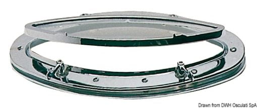 Elliptic chromed brass porthole 240 x 510 mm - Artnr: 19.695.00 3