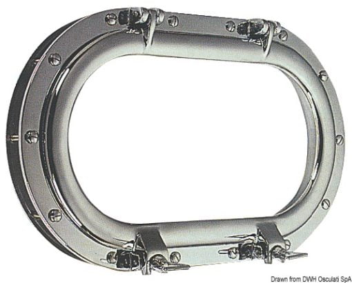 Oval chromed brass portlight 265 x 435 mm - Artnr: 19.698.05 3