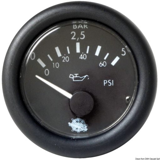 Guardian oil pressure gauge 0-5 bar black 24 V - Artnr: 27.430.01 5