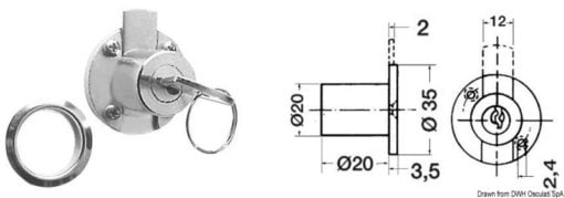 Drawers cylindrical lock 20mm - Artnr: 38.106.00 3