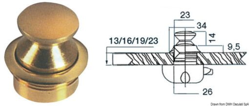 Polished brass knob 13 mm - Artnr: 38.181.04 3