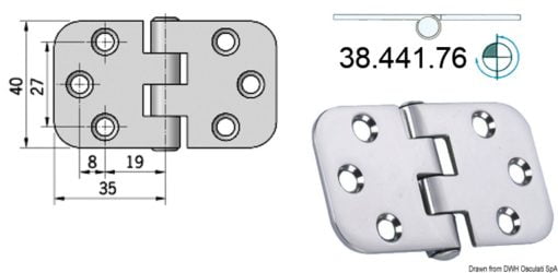 SS hinge reversed pin 70 x 39 mm - Artnr: 38.441.76 3