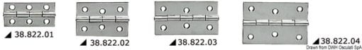 S.S hinge 75x50 mm - Artnr: 38.822.04 3