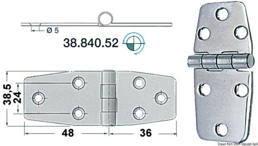 S.S hinge 88x38 mm - Artnr: 38.840.52 3