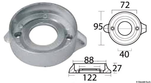 Aluminium collar anode for Sail Drive Ø 105 mm - Artnr: 43.530.10 4
