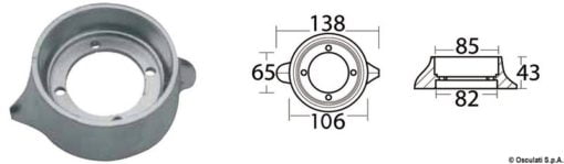 Aluminium collar anode for Sail Drive Ø 97 mm - Artnr: 43.529.10 4