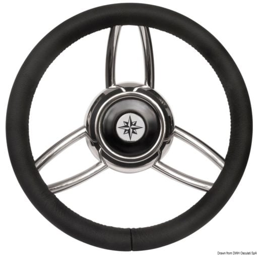Blitz steering wheel w/polished mahogany outerring - Artnr: 45.169.05 8