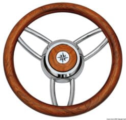 Blitz steering wheel w/polished mahogany outerring - Artnr: 45.169.05 11