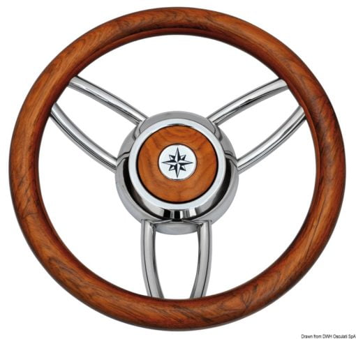 Blitz steering wheel w/polished mahogany outerring - Artnr: 45.169.05 5