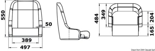 Padded seat w/H51 flip up to be coated - Artnr: 48.410.15 4