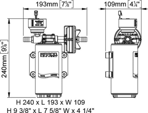 Marco UP10/E-BR 12/24V bronze gear pump with electronic pressure sensor 18 l/min - Artnr: 16474015 7