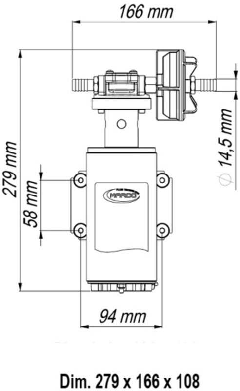 Marco UP10-HD Heavy duty pump with flange, 7 bar, 18 l/min (24 Volt) - Artnr: 16440513 7