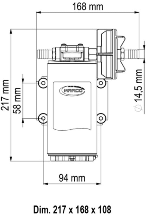 Marco UP10-P Heavy duty pump 18 l/min - PTFE gears - VITON O-Rings (12 Volt) - Artnr: 16440212 4