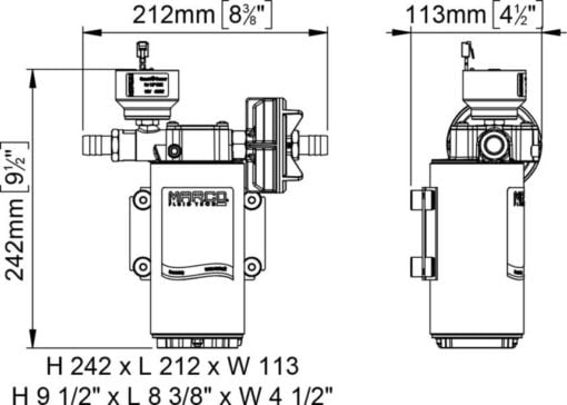 Marco UP12/E-LOBR 12/24V bronze gear pump with electronic pressure sensor 26 l/min - Artnr: 16475115 7