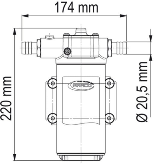 Marco UP14-PV PTFE Gear pump with check valve 46 l/min (24 Volt) - Artnr: 16450413 6
