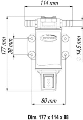 Marco UP3-R Gear pump 15 l/min with integr. reversible switch (12 Volt) - Artnr: 16400812 10