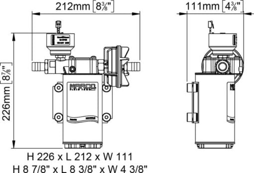 Marco UP6/E-BR 12/24V bronze gear pump with electronic pressure sensor 26 l/min - Artnr: 16472015 7