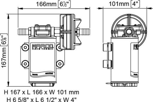 Marco UP8-P Heavy duty pump, PTFE gears 10 l/min (24 Volt) - Artnr: 16409113 6