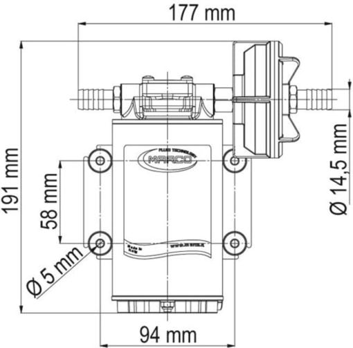 Marco UP9-XC Heavy duty gear pump 12 l/min - s.s. AISI 316 L body (12 Volt) - Artnr: 16410112 6
