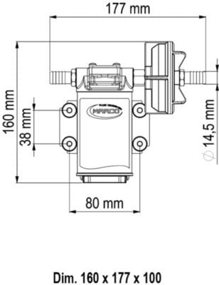 Marco UPX-C 12V Chem pump 15 l/min - s.s. AISI 316 (12 Volt) - Artnr: 16404112 9