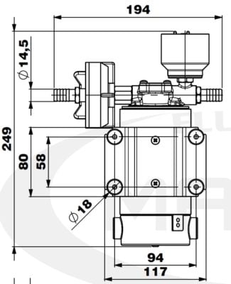 Marco DP12/E Deck washing pump + electronic control 5 bar - Artnr: 16484115 10