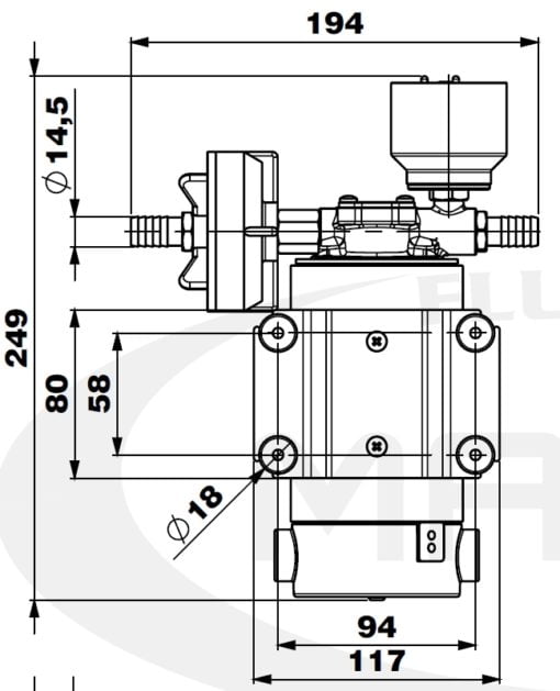 Marco DP12/E Deck washing pump + electronic control 5 bar - Artnr: 16484115 4