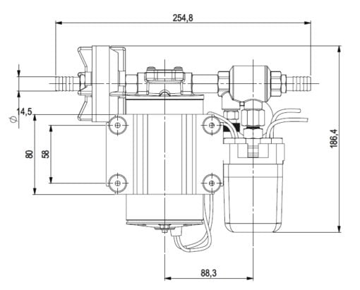 Marco DP9 Deck washing pump kit 4 bar (24 Volt) - Artnr: 16482013 7
